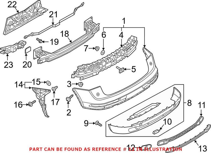 Audi Bumper Cover Spacer Panel - Rear Passenger Side